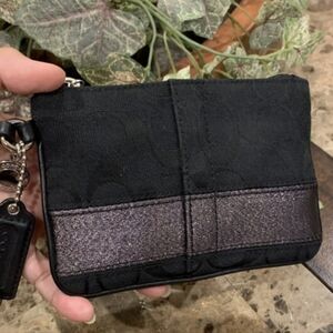 Coach Black and Shimmer Wristlet